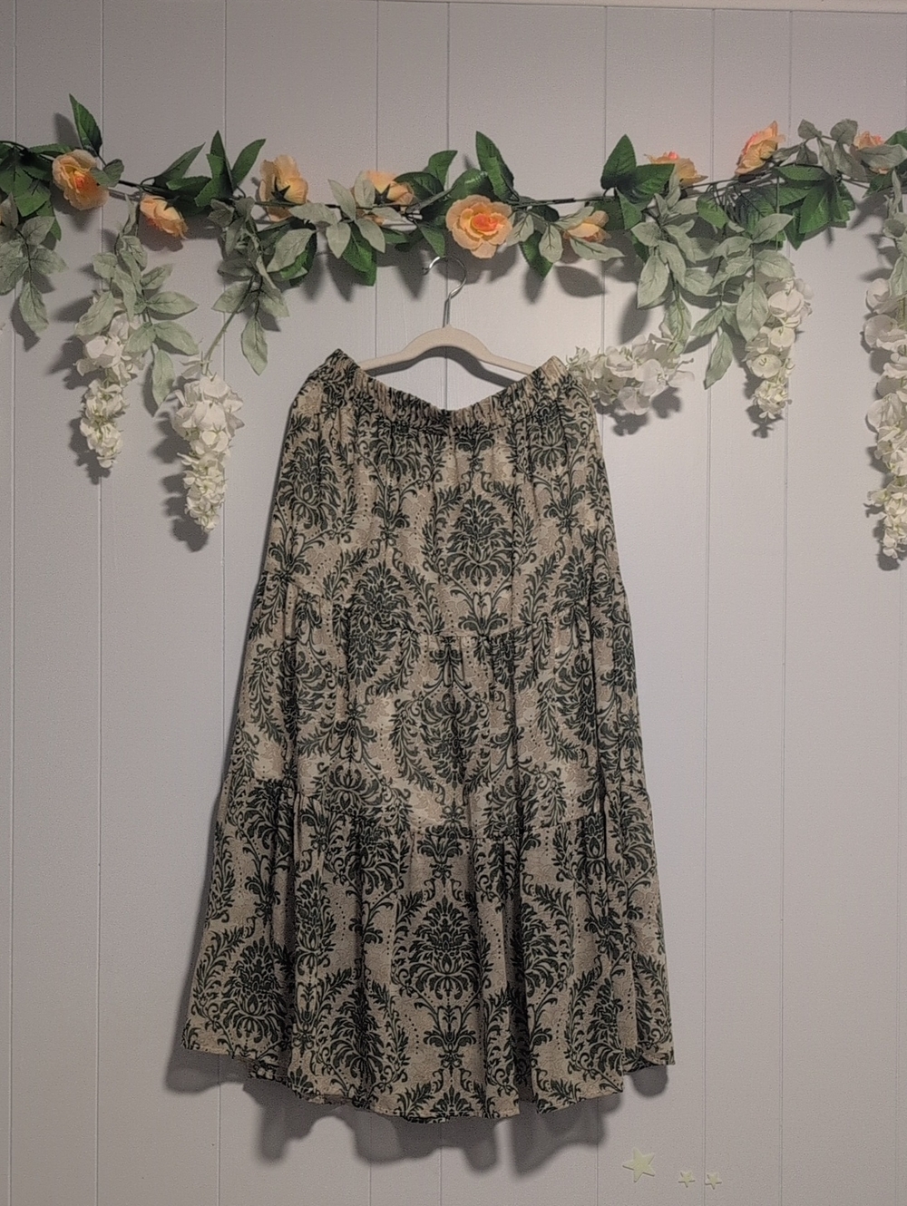 Women's Boho Damask Print Maxi Skirt M